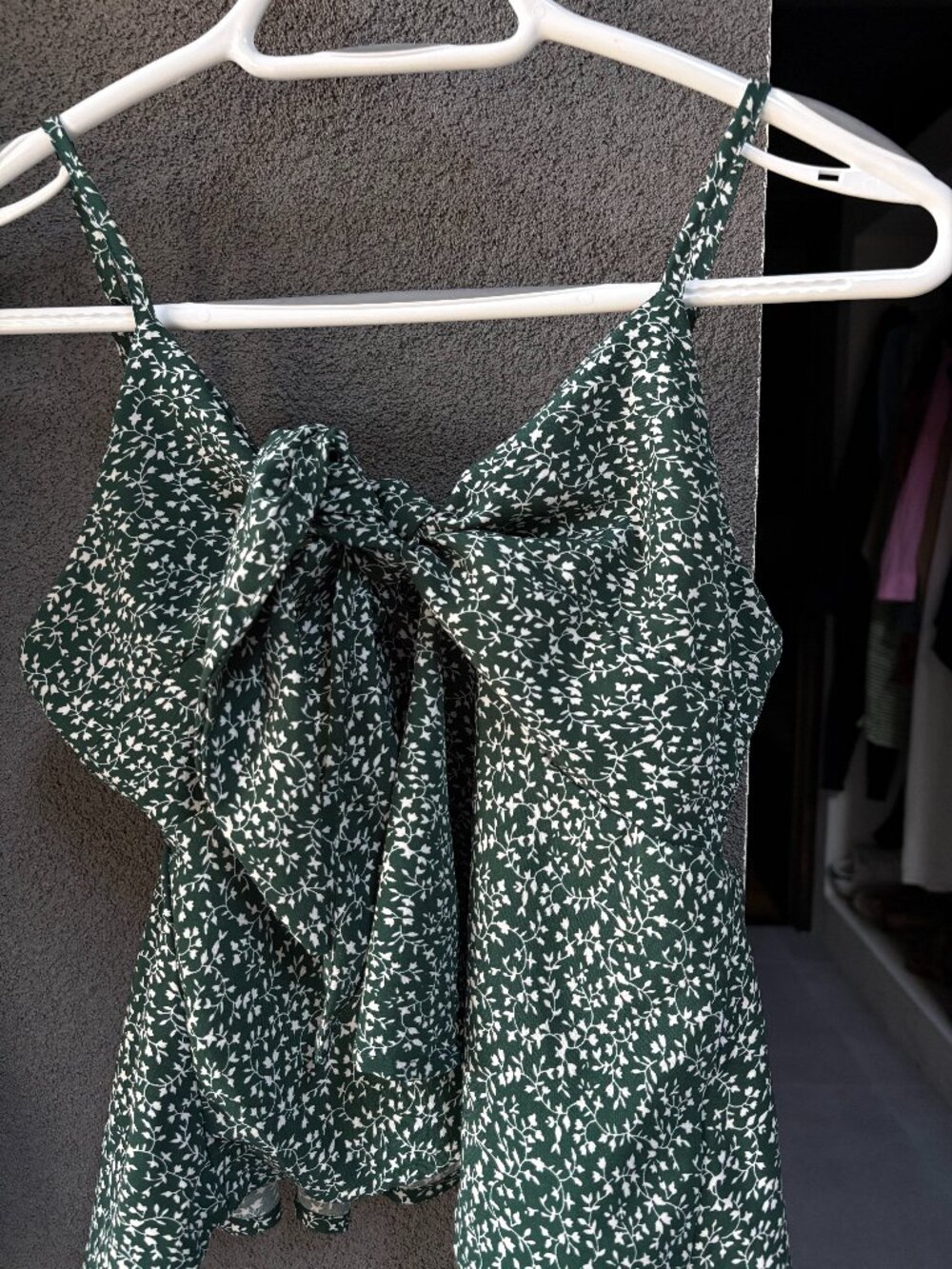 Green Floral Tie-Front Cami Top